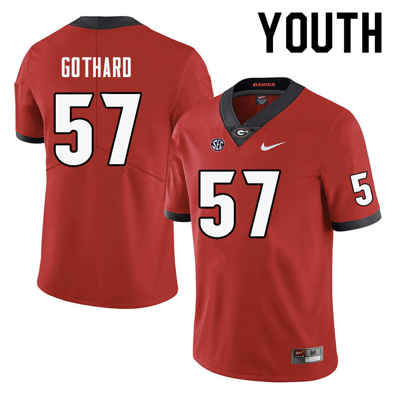 Georgia Bulldogs Youth Daniel Gothard #57 Red Stitched College UGA Football Jersey 23VW017EC